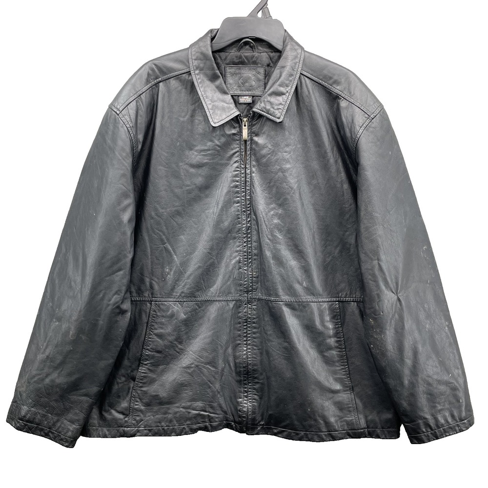 KB Knightsbridge 100% Leather Jacket Mens Large Insulated Moto 90s Classic Biker